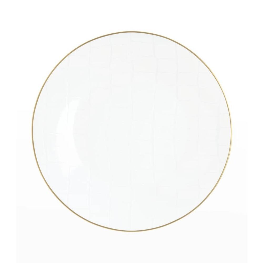 Domenico Vacca by Prouna Alligator Print 24K Gold Rim Dinner Plate 11" inch New